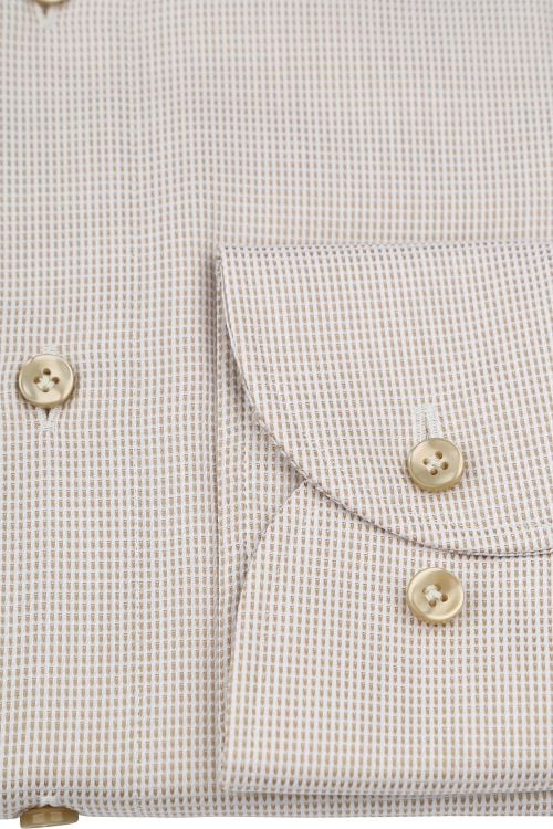 Profuomo Dobby Hemd Print Beige Product / Detail