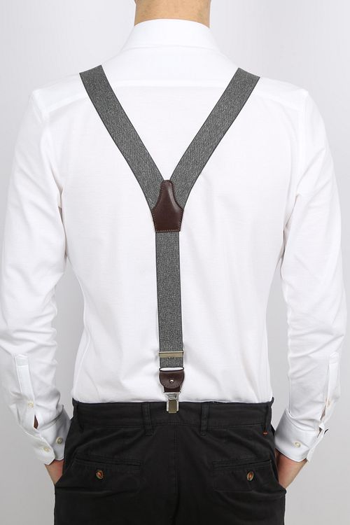 Profuomo Suspenders Anthracite Melange Model / Achterkant