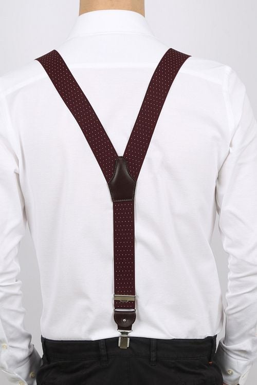 Profuomo Suspenders Bordeaux-White Model / Achterkant