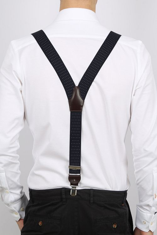 Profuomo Suspenders Navy-White Model / Achterkant