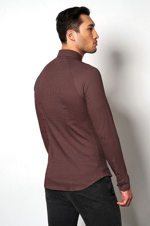 Desoto Shirt Kent Print Red Model / Achterkant