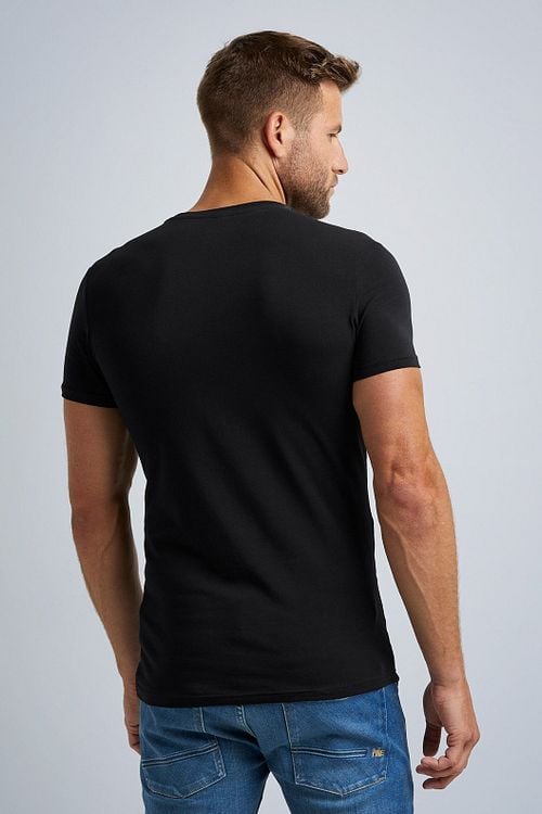PME Legend Basic T-Shirt 2er Pack O-Ausschnitt Schwarz Model / Achterkant