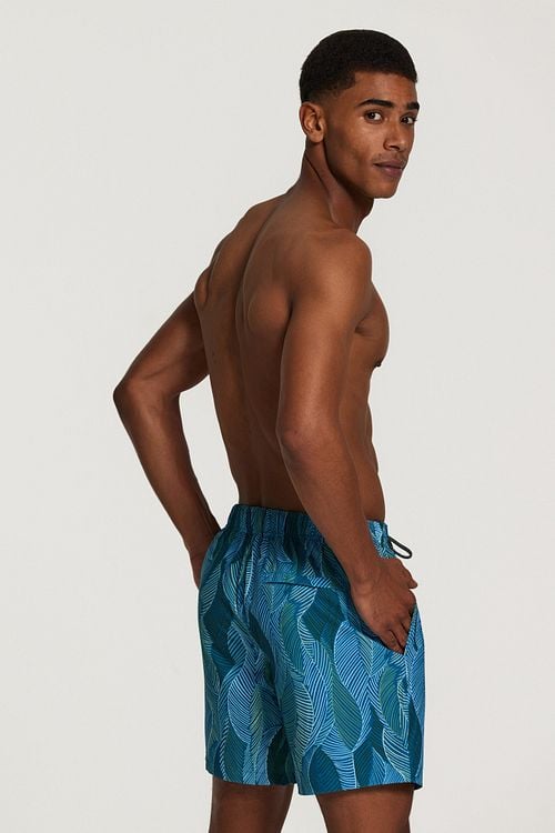 Shiwi Badeshorts Blätter Blau Model / Achterkant