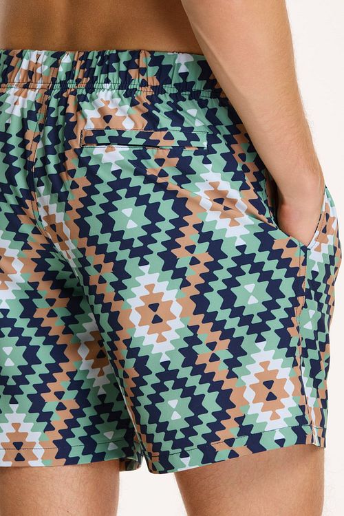 Shiwi Swimshorts Mayan Print Green Model / Detail