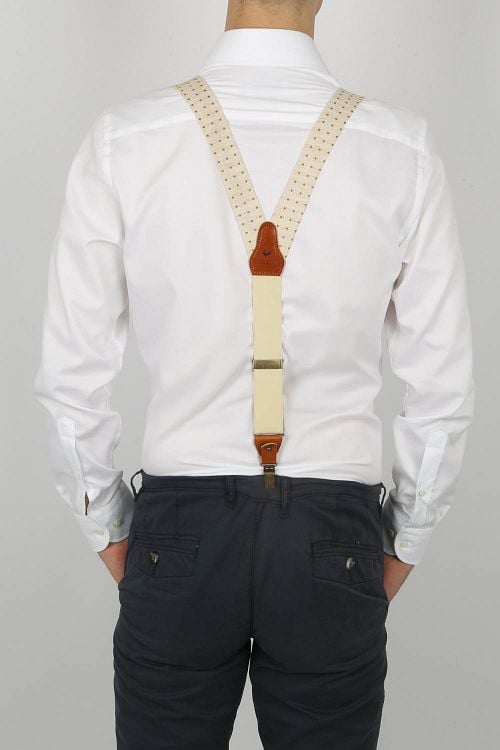 Sir Redman Hosenträger Combi Pack Dapper Dot Beige Model / Achterkant