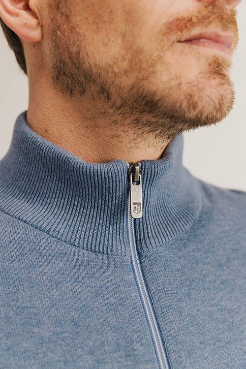 State Of Art Cardigan Cotton Blue Model / Detail