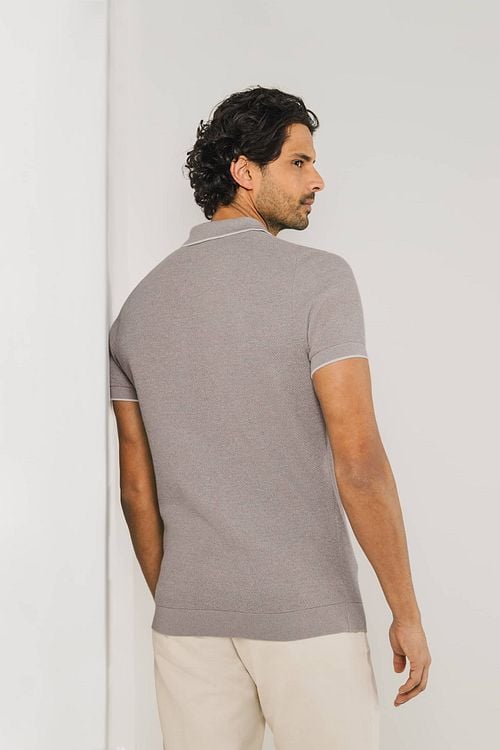 State Of Art Pique Polo Shirt Light Brown Model / Achterkant