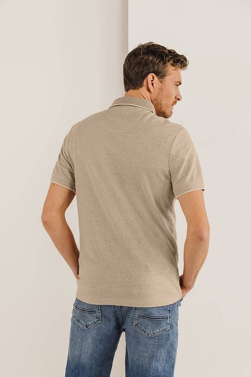 State of Art Polo Oxford Placketdetail Beige Model / Achterkant