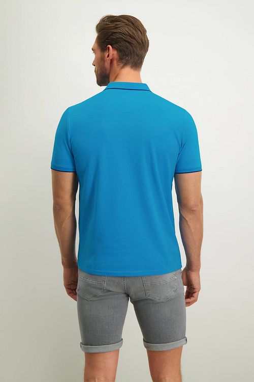 State Of Art Pique Polo Shirt Petrol Blue Model / Achterkant