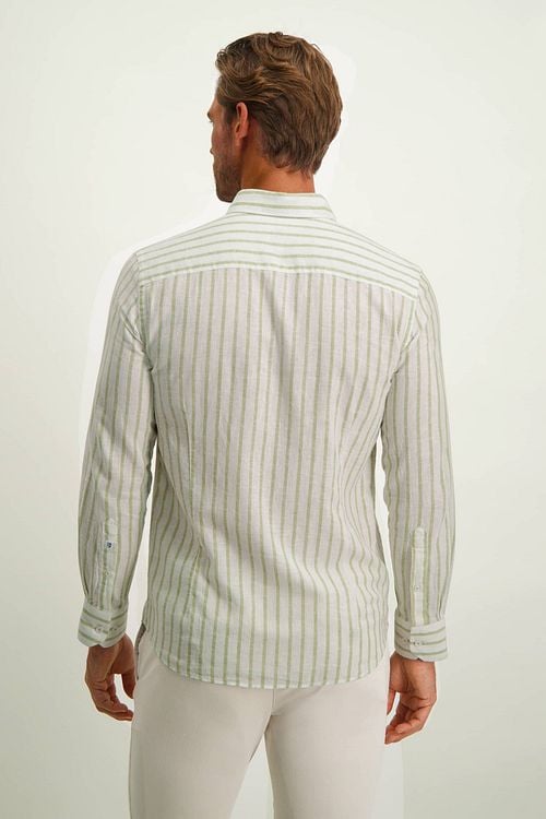 State Of Art Shirt Linen Stripes Green Model / Achterkant