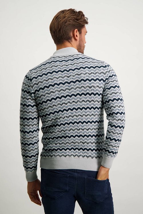 State Of Art Half Zip Gray Blue Print Model / Achterkant