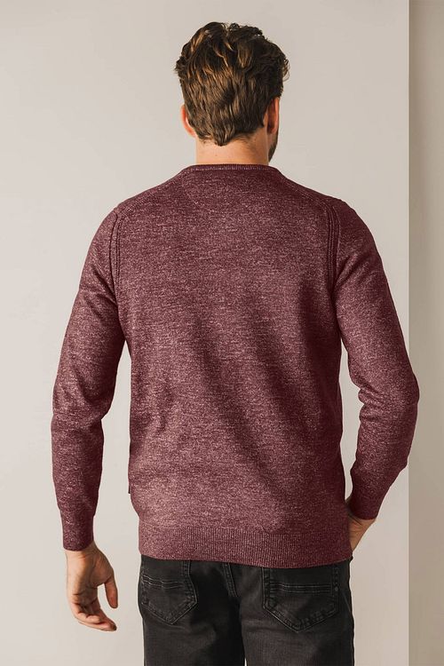 State Of Art Sweater V-Neck Melange Burgundy Model / Achterkant