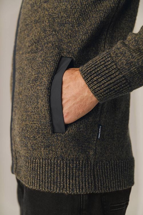 State Of Art Vest Zip Structuur Bruin Model / Detail