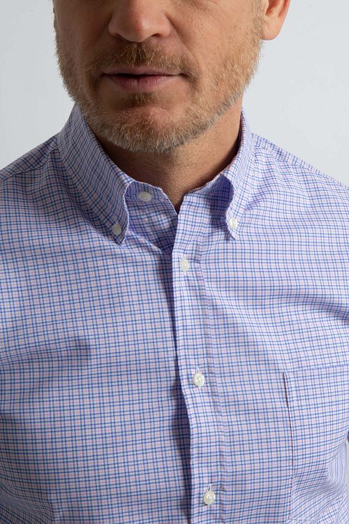 Steppin' Out Chemise A Carreaux Bleu Rouge Model / Detail