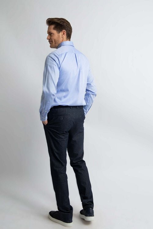 Steppin' Out Overhemd Regular-fit Dobby Lichtblauw Regular-fit Model / Achterkant