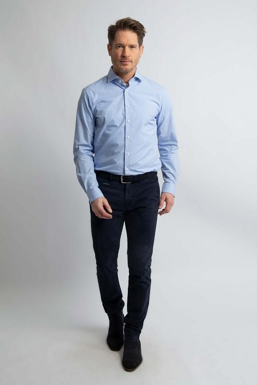 Steppin' Out Overhemd Slim-Fit Ruit Lichtblauw Model / Voorkant