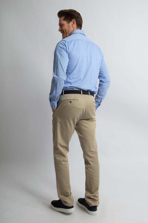 Steppin' Out Overhemd Stretch Piqué Lichtblauw Model / Achterkant