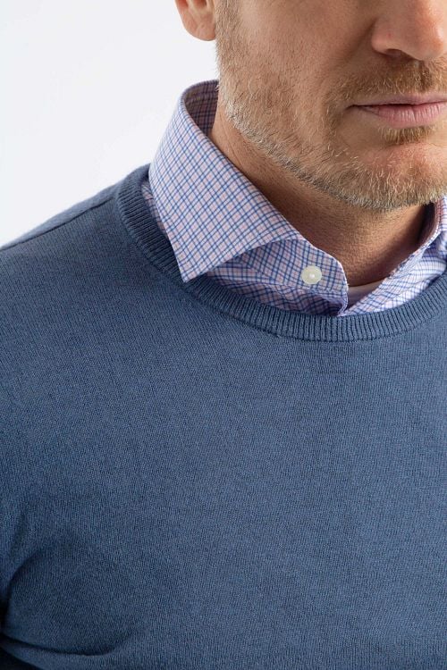 Steppin' Out Pullover Cotton Cashmere Indigo Blue Model / Detail
