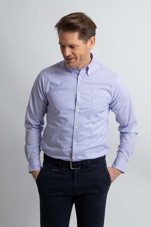 Steppin' Out Shirt Checks Blue Red Model / Voorkant