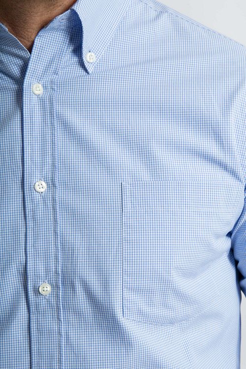Steppin' Out Shirt Mini Checks Light Blue Model / Detail