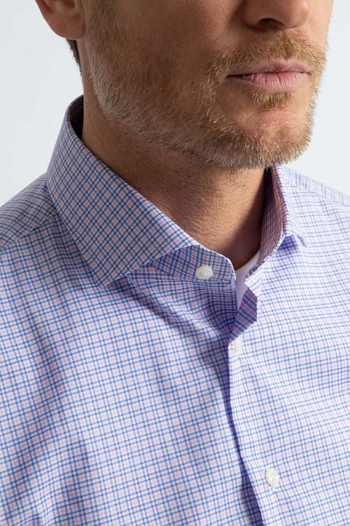 Steppin' Out Shirt Slim-Fit Checks Blue Red Model / Detail