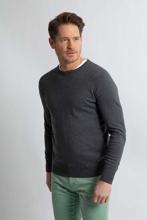 Steppin' Out Trui Cotton Cashmere Antraciet Model / Voorkant