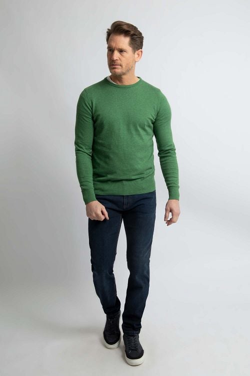 Steppin' Out Trui Cotton Cashmere Mid Groen Model / Voorkant