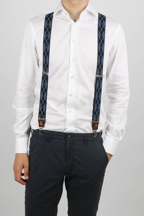Suitable Luxe Suspenders Checks Navy Model / Voorkant