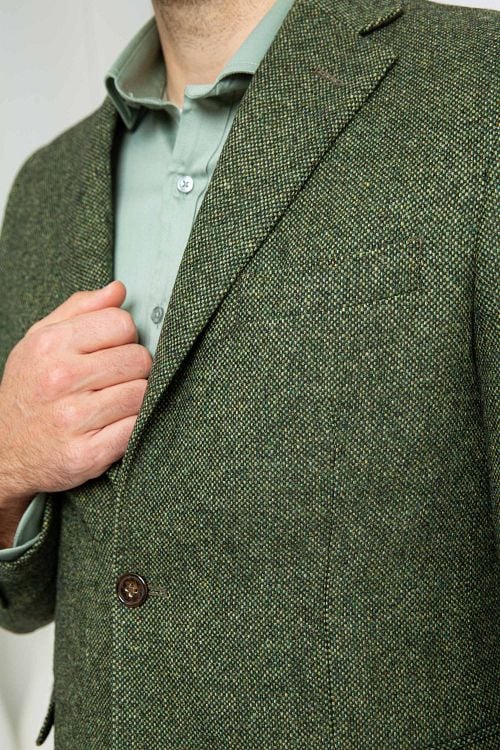 Suitable Birds Eye Sport Jacket Merino Wool Green Model / Detail