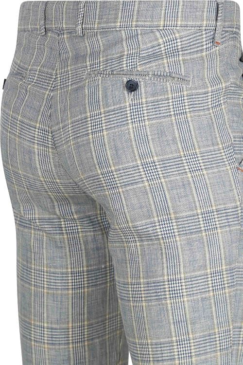Suitable Chino Linen Blend Ruiten Blauw Product / Detail