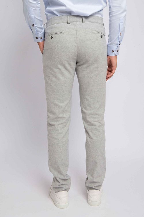 Suitable Chino Pico Pleat Flanel Gris Clair Model / Achterkant avec Folkert