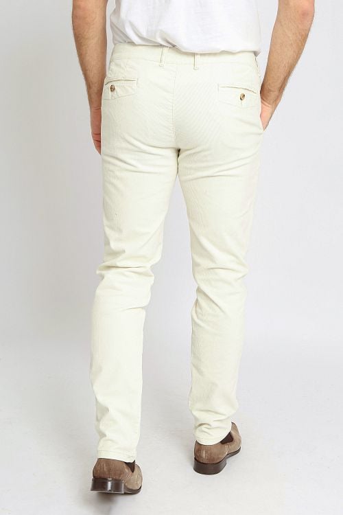 Suitable Chino Plato Corduroy Off White Model / Voorkant