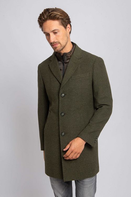 Suitable Coat Wool Twill Dark Green Model / Voorkant