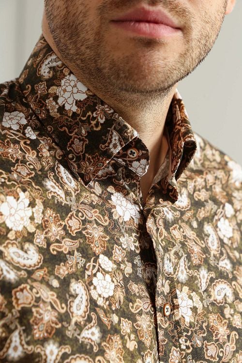Suitable Hemd Paisley Groen Beige Product / Detail