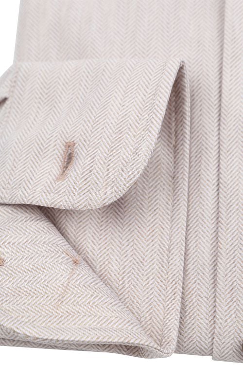 Suitable Herringbone Overhemd Sand Product / Detail