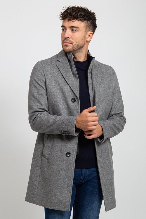 Suitable K150 Coat Woolmix Grey Model / Voorkant with Bram