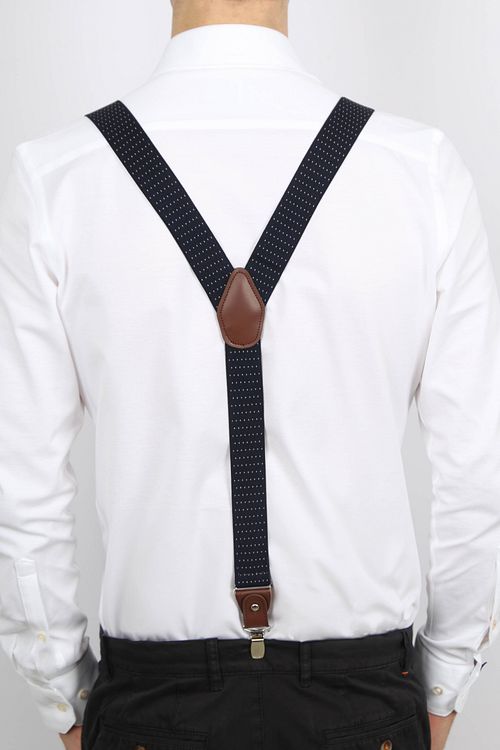 Suitable Luxe Suspenders Navy Dots Model / Achterkant