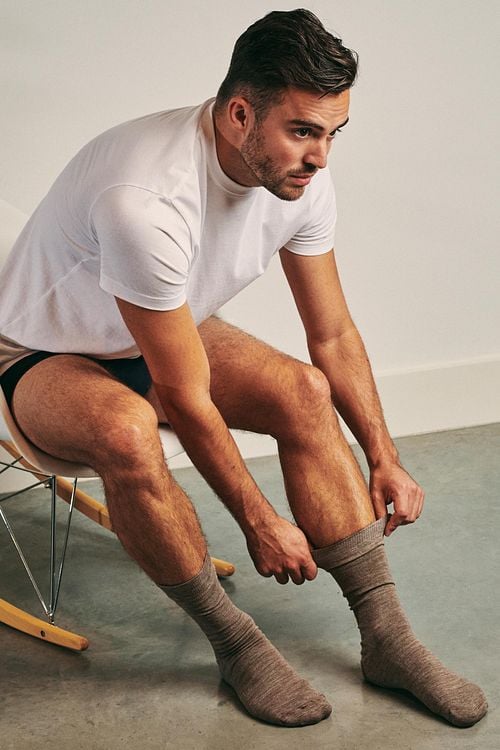 Suitable Merino Sokken Taupe 2-Pack Model / Voorkant