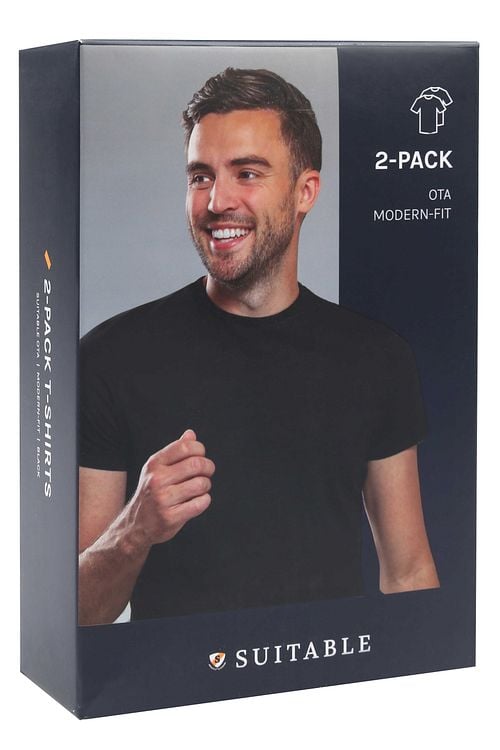 Suitable Ota T-Shirt Round Neck Black 2-Pack Verpakking