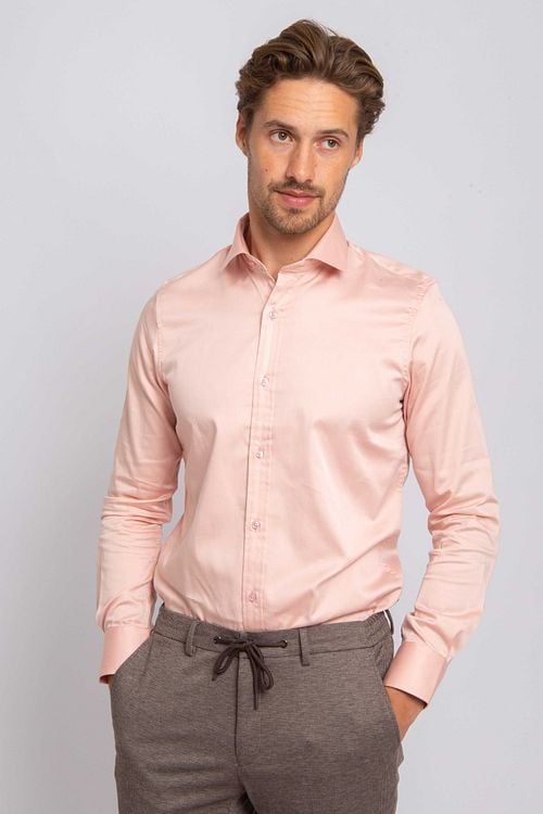 Suitable Satin Stretch Shirt Pink Model / Voorkant