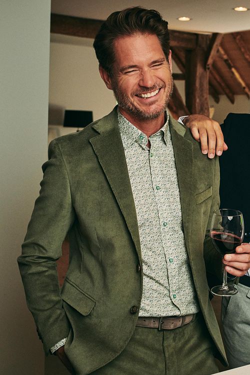 Suitable Shirt Paisley Green Model / Voorkant