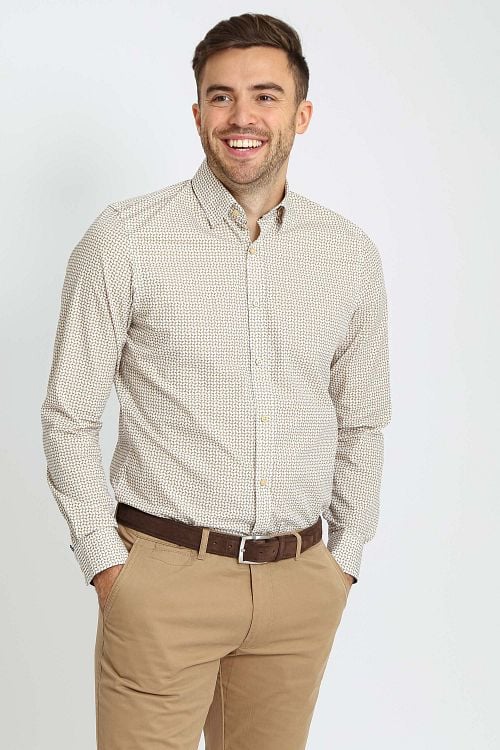 Suitable Shirt Print Beige Model / Voorkant with Bram