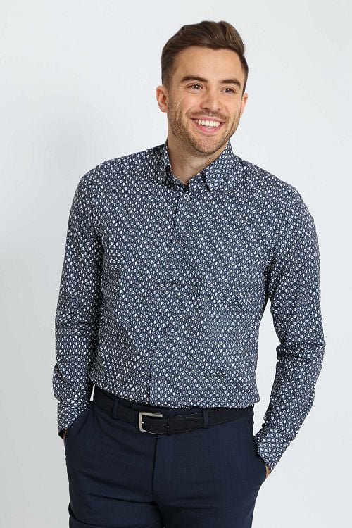Suitable Shirt Print Navy Model / Voorkant with Bram