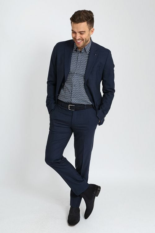 Suitable Shirt Print Navy Model / Voorkant