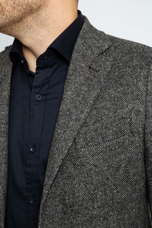 Suitable Birds Eye Sport Jacket Merino Wool Anthracite Model / Detail