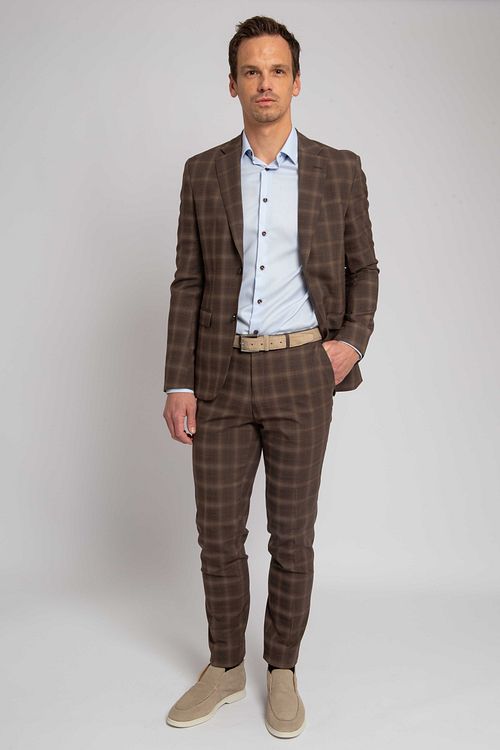 Suitable Strato Toulon Suit Wool Checks Brown Model / Voorkant