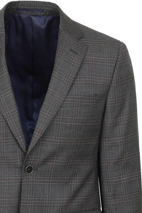 Suitable Suit Toulon Wool Check Grey Brown Product / Detail