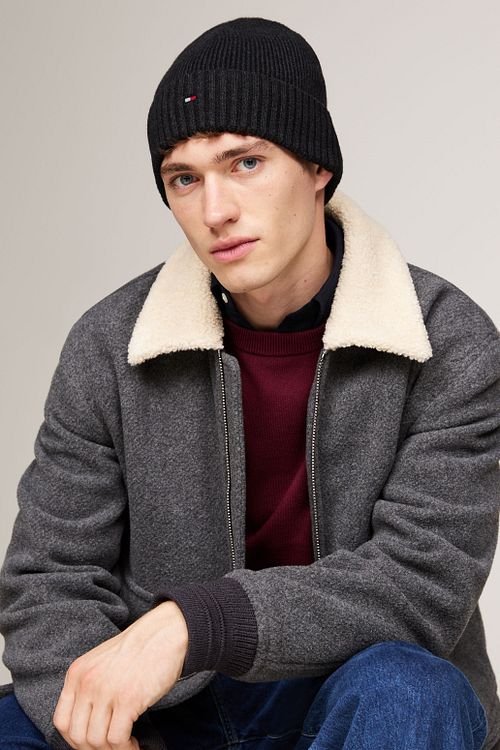 Tommy Hilfiger Bonnet Knitted Gris Model / Voorkant