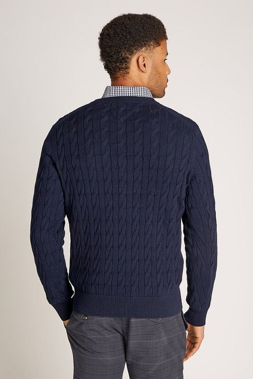 Tommy Hilfiger Pullover Cable Navy Model / Achterkant