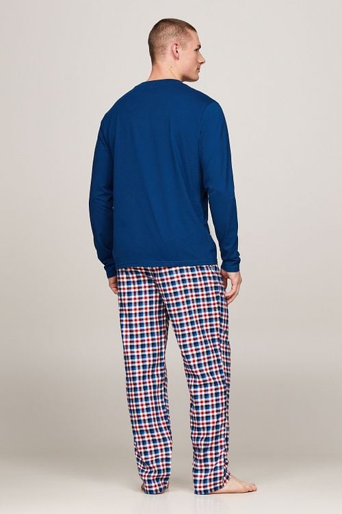 Tommy Hilfiger Pyjama Set Ruit Navy Model / Achterkant